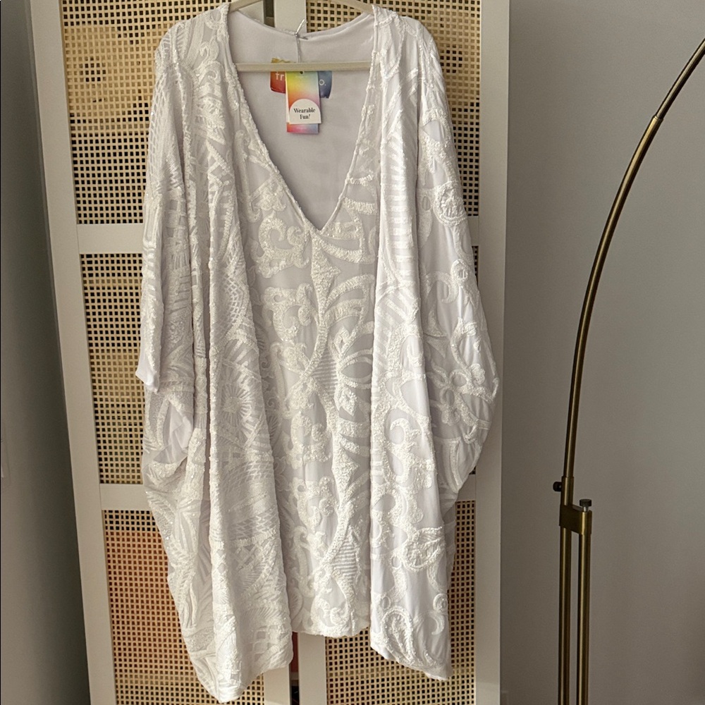 fringe + co. White Sequin Short Caftan